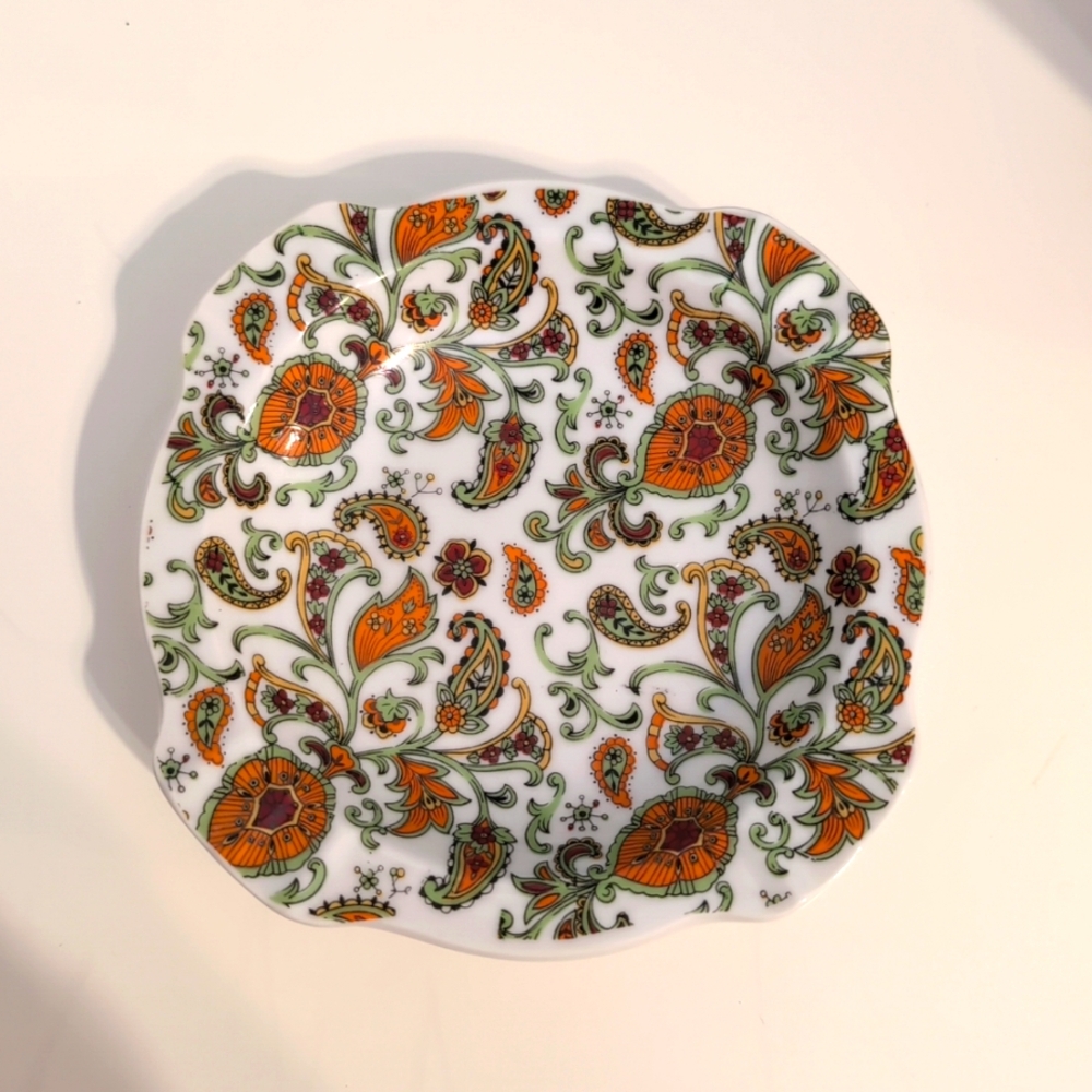 Vintage Floral And Paisley Porcelain Trinket‎ Dish Ashtray